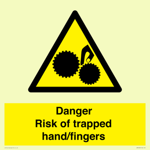 Danger Risk of trapped hand/fingers